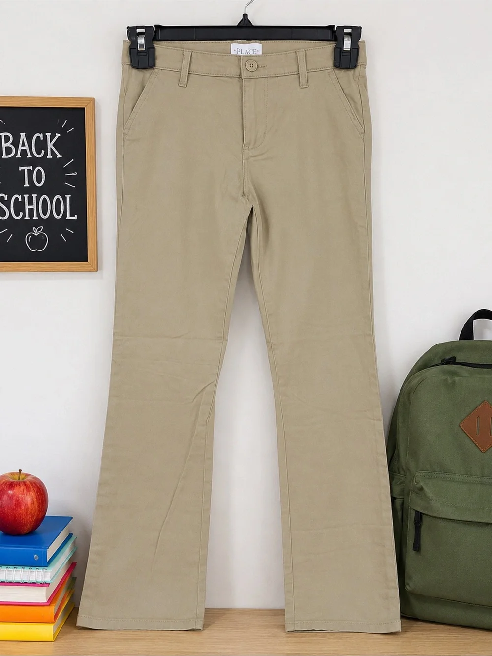The Children’s Place Girls Khaki Uniform Pants Adjustable Waist Size 12 NWOT